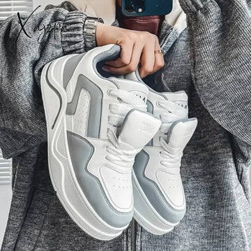 Platform Mens Sneakers Autumn And Winter Pu Leather Teenagers Mixed Color Casual Sports Shoes Bread